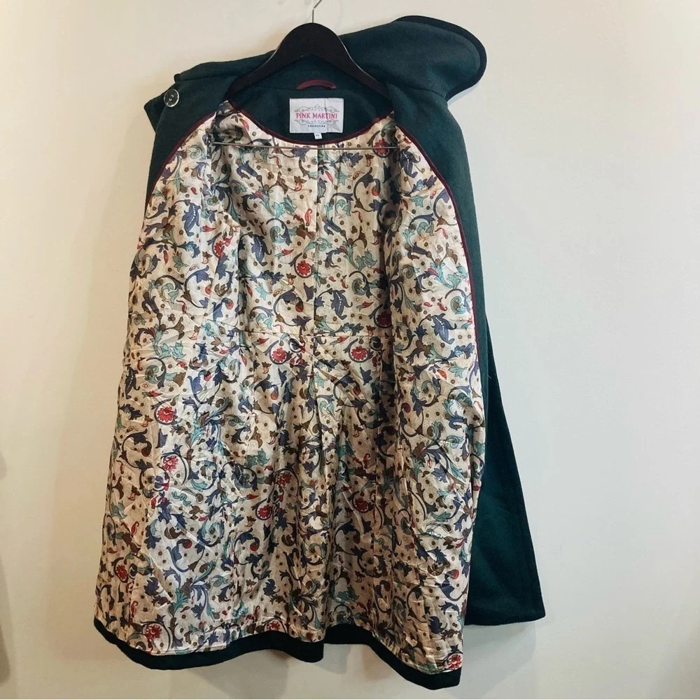 PINK MARTINI SZ SX Hunter Green Zipper Closure Pocket Back Pleat Jacket Coat - Picture 7 of 14